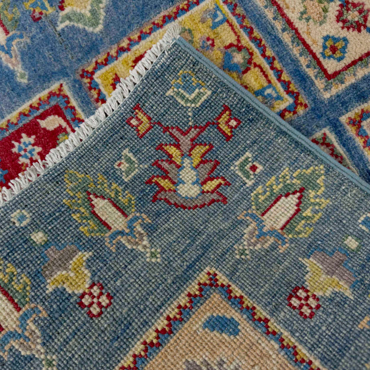 Blue Afghan Bakhtiar Rug 2' 7" x 9' 6" Hand-Knotted border