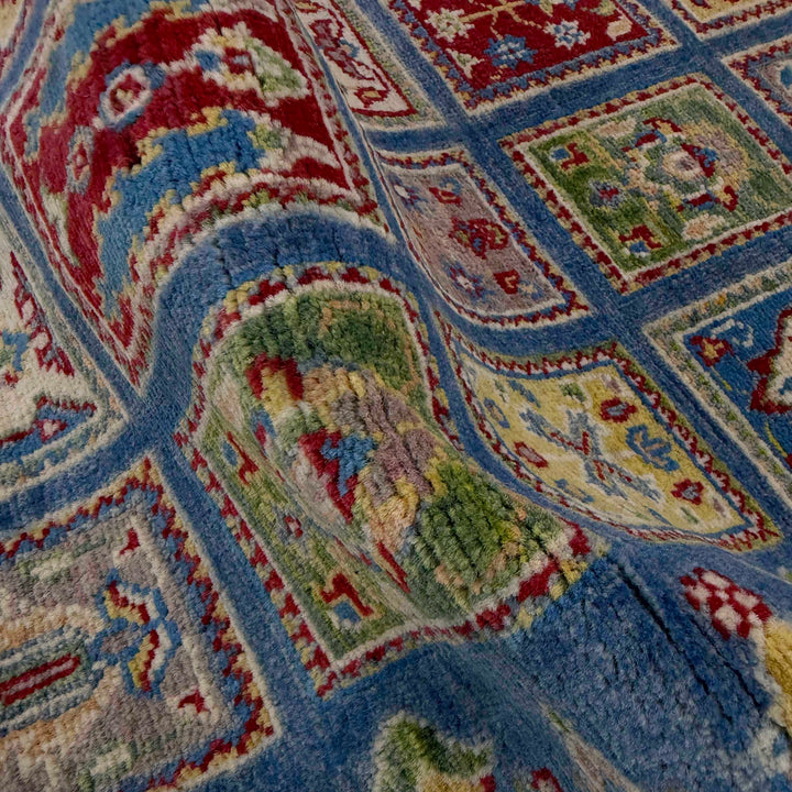 Blue Afghan Bakhtiar Rug 2' 7" x 9' 6" Hand-Knotted texture