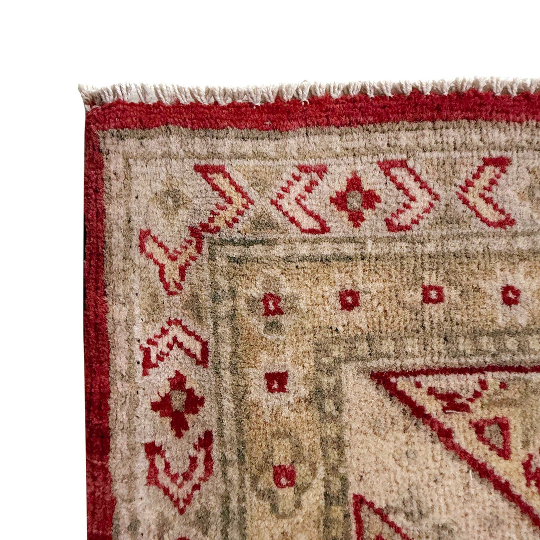 Red Afghan Kazak Rug 6' 8" x 9' 8" Hand-Knotted pattern