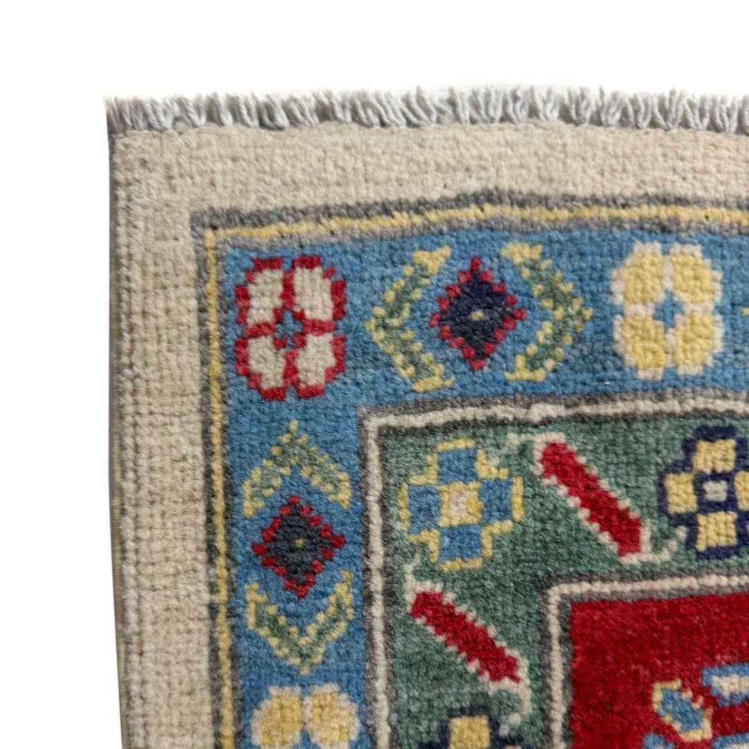 Beige Afghan Kazak Rug 6' 6" x 10' 0" Hand-Knotted | No. AL71456