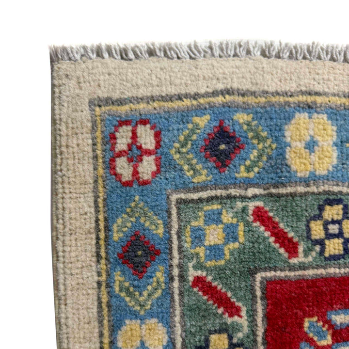 Beige Afghan Kazak Rug 6' 6" x 10' 0" Hand-Knotted | No. AL71456