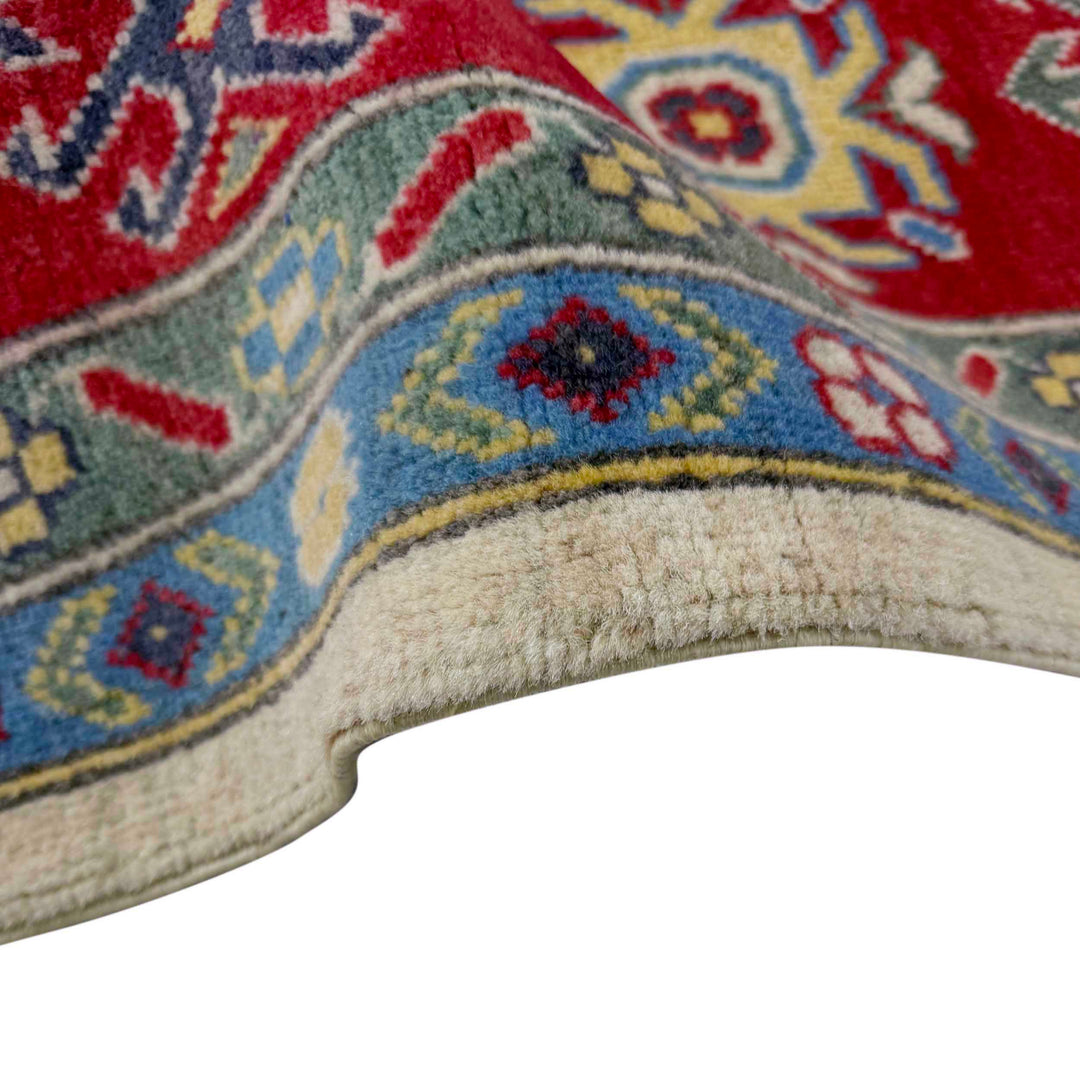 Beige Afghan Kazak Rug 6' 6" x 10' 0" Hand-Knotted | No. AL71456