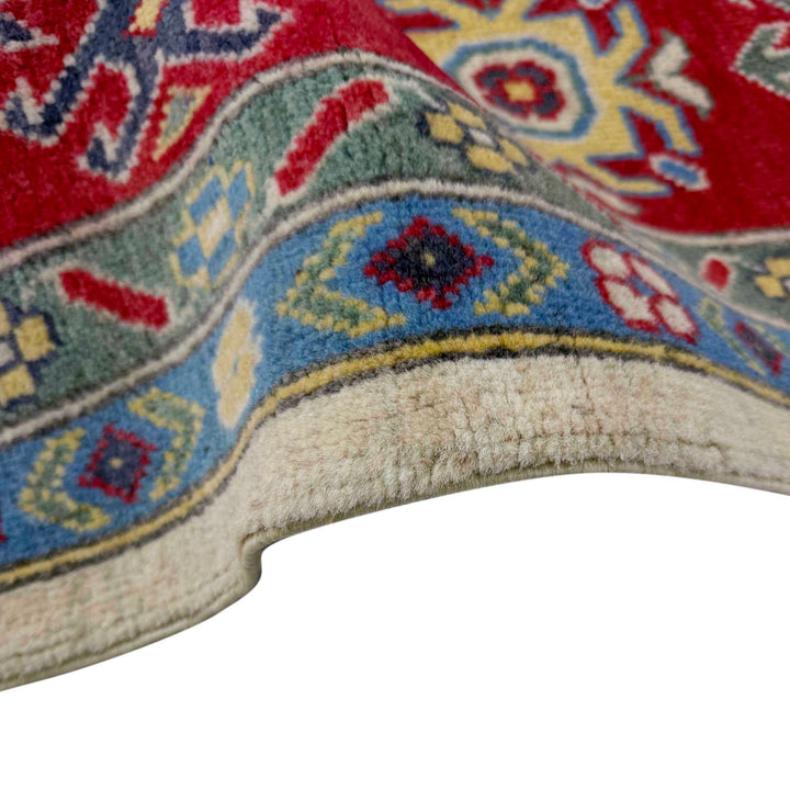 Beige Afghan Kazak Rug 6' 6" x 10' 0" Hand-Knotted | No. AL71456