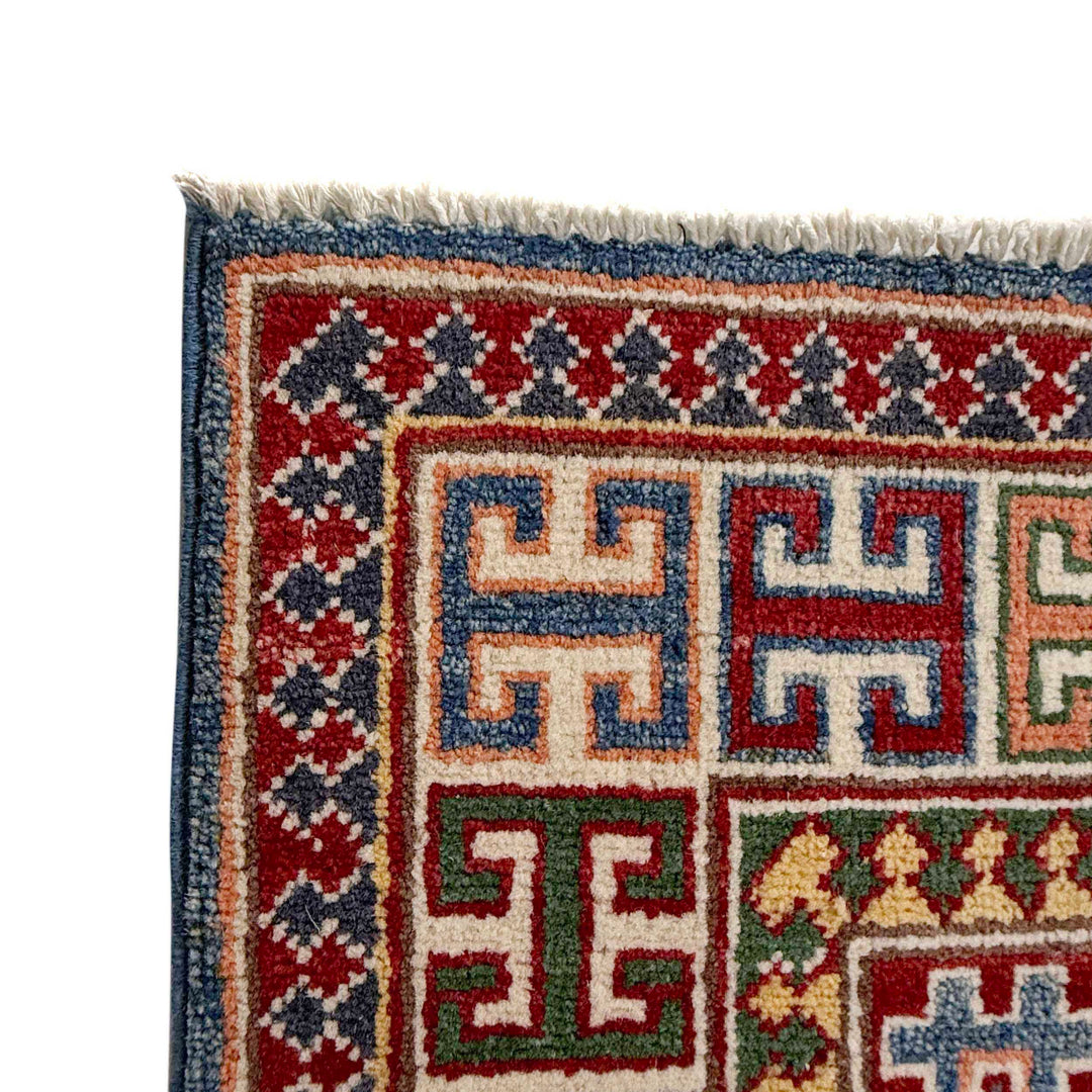 Blue Afghan Kazak Rug 4' 0" x 6' 6" Hand-Knotted | No. AL90694