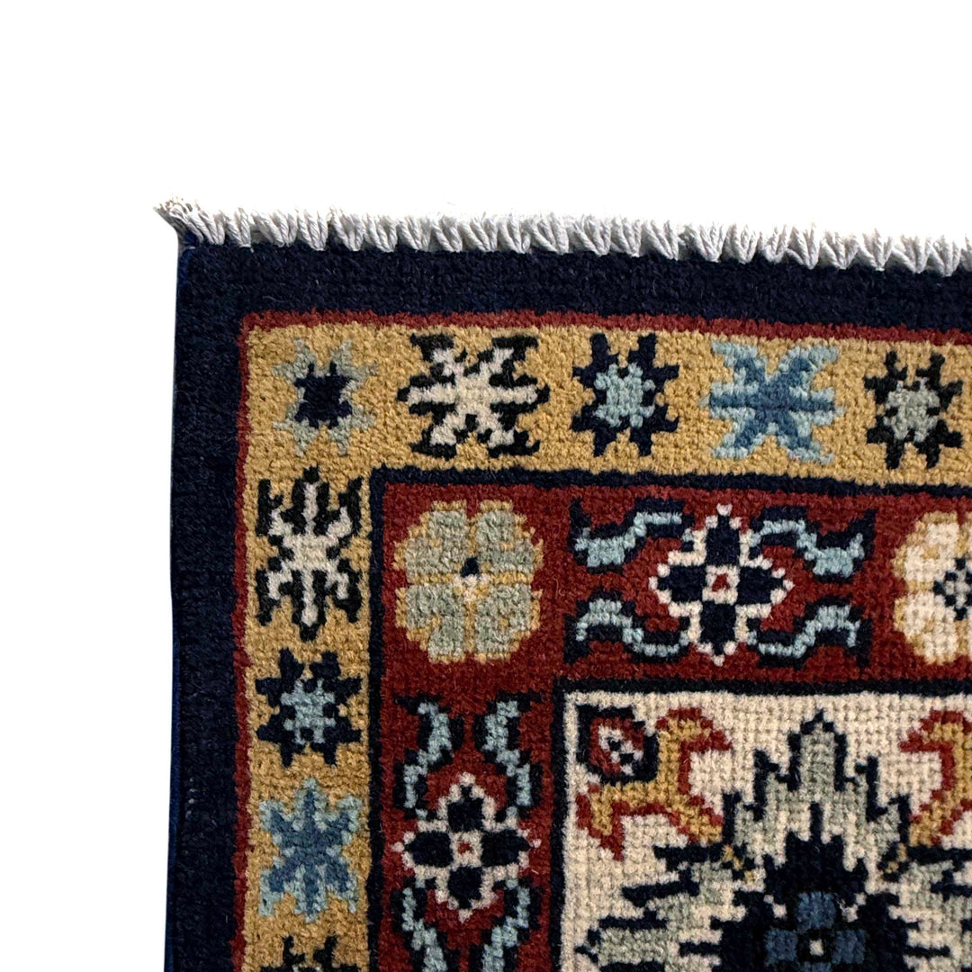 Blue Afghan Kazak Rug 6' 1" x 9' 2" Hand-Knotted | No. AL80415