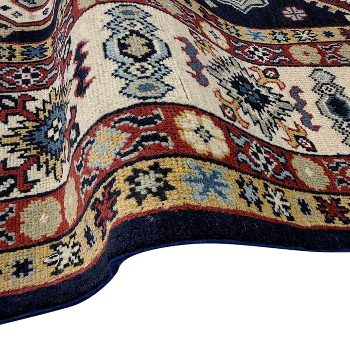 Blue Afghan Kazak Rug 6' 1" x 9' 2" Hand-Knotted | No. AL80415