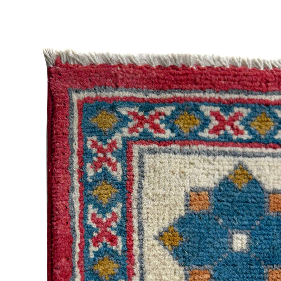 Red Afghan Kazak Rug 5' 0" x 6' 6" Hand-Knotted | No. AL61472