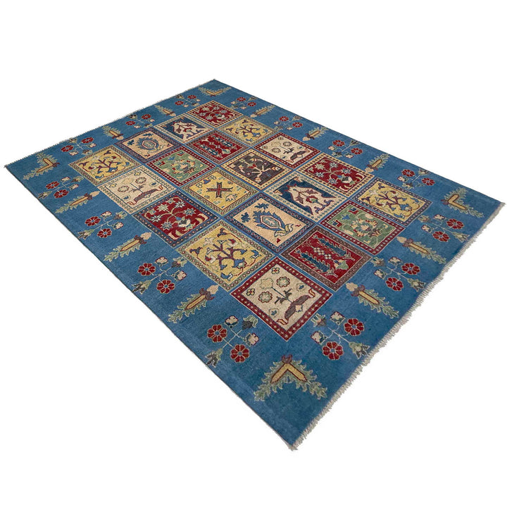 Blue Afghan Bakhtiar Rug 4'11" x 6'6" Hand-Knotted view