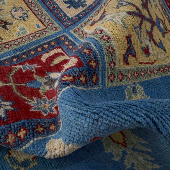 Blue Afghan Bakhtiar Rug 4'11" x 6'6" Hand-Knotted texture
