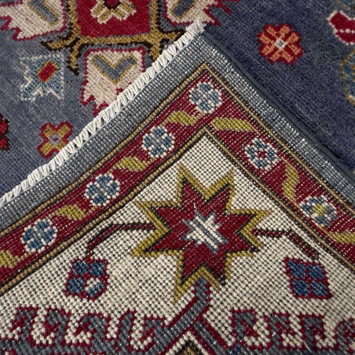 Blue Afghan Kazak Rug 4' 9" x 6' 11" Hand-Knotted | No. AL36770