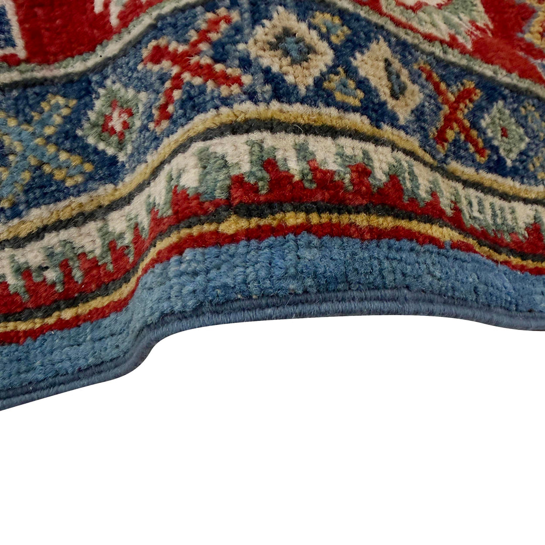 Blue Afghan Kazak Rug 5'1" x 6'7" Hand-Knotted | No. AL14193