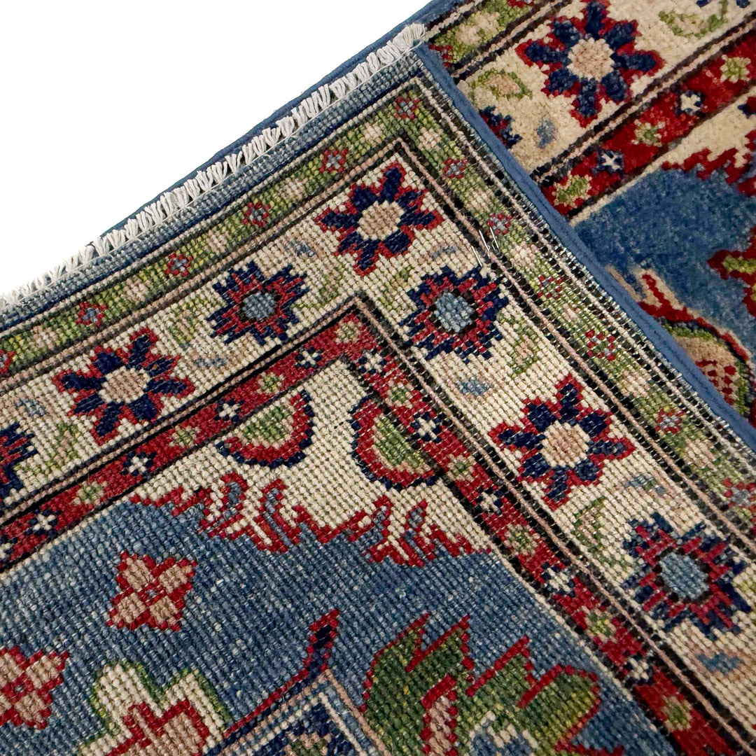 Blue Afghan Kazak Rug 2' 0" x 6' 2" Hand-Knotted | No. AL63878