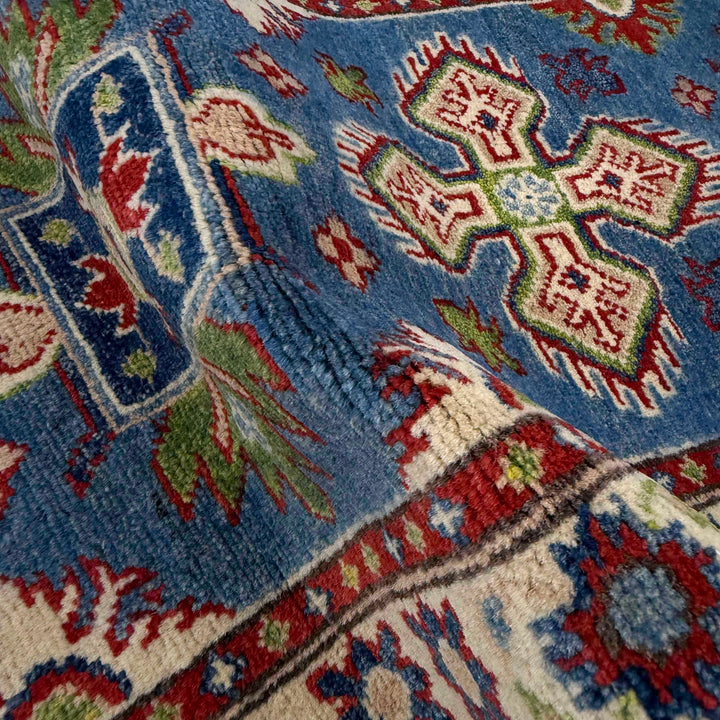 Blue Afghan Kazak Rug 2' 0" x 6' 2" Hand-Knotted | No. AL63878