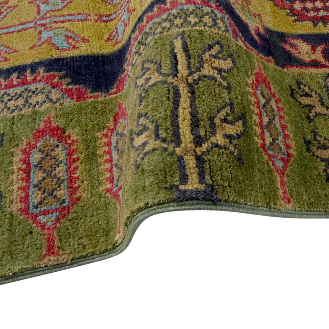 Green Afghan Kazak Rug 1'11" x 6'3" Hand-Knotted | No. AL46485