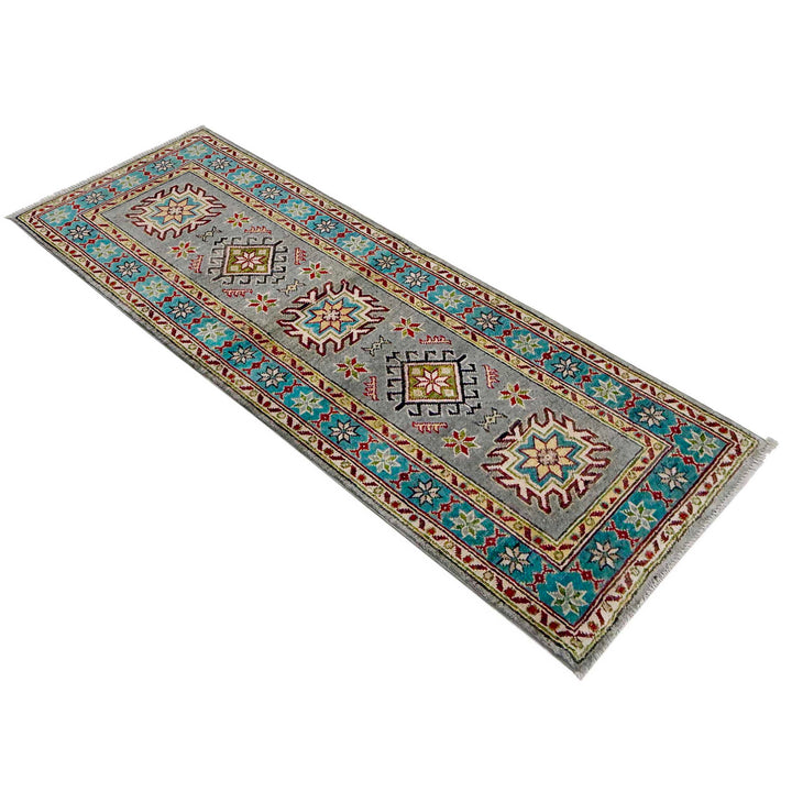 Gray Afghan Kazak Rug 2' 0" x 5' 6" Hand-Knotted view