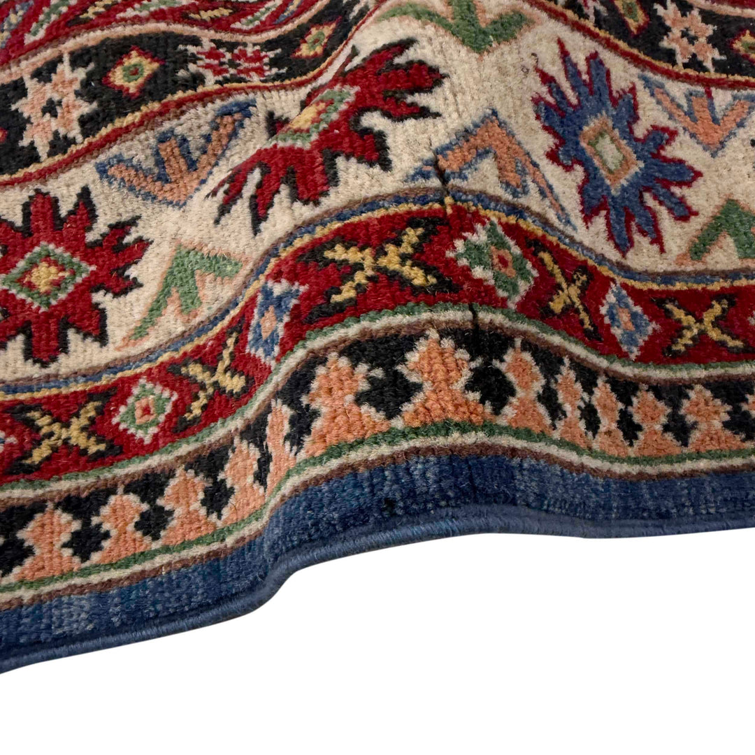 Blue Afghan Kazak Rug 4' 10" x 7' 3" Hand-Knotted | No. AL36111