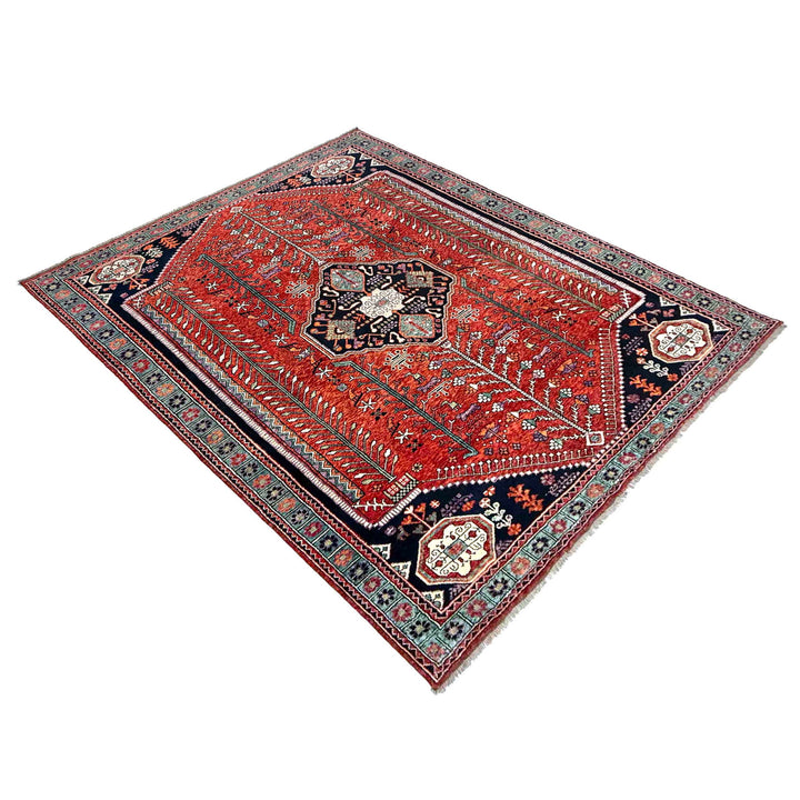 Red Afghan Shirazi Rug 8' 0" x 11' 3" Hand-Knotted view
