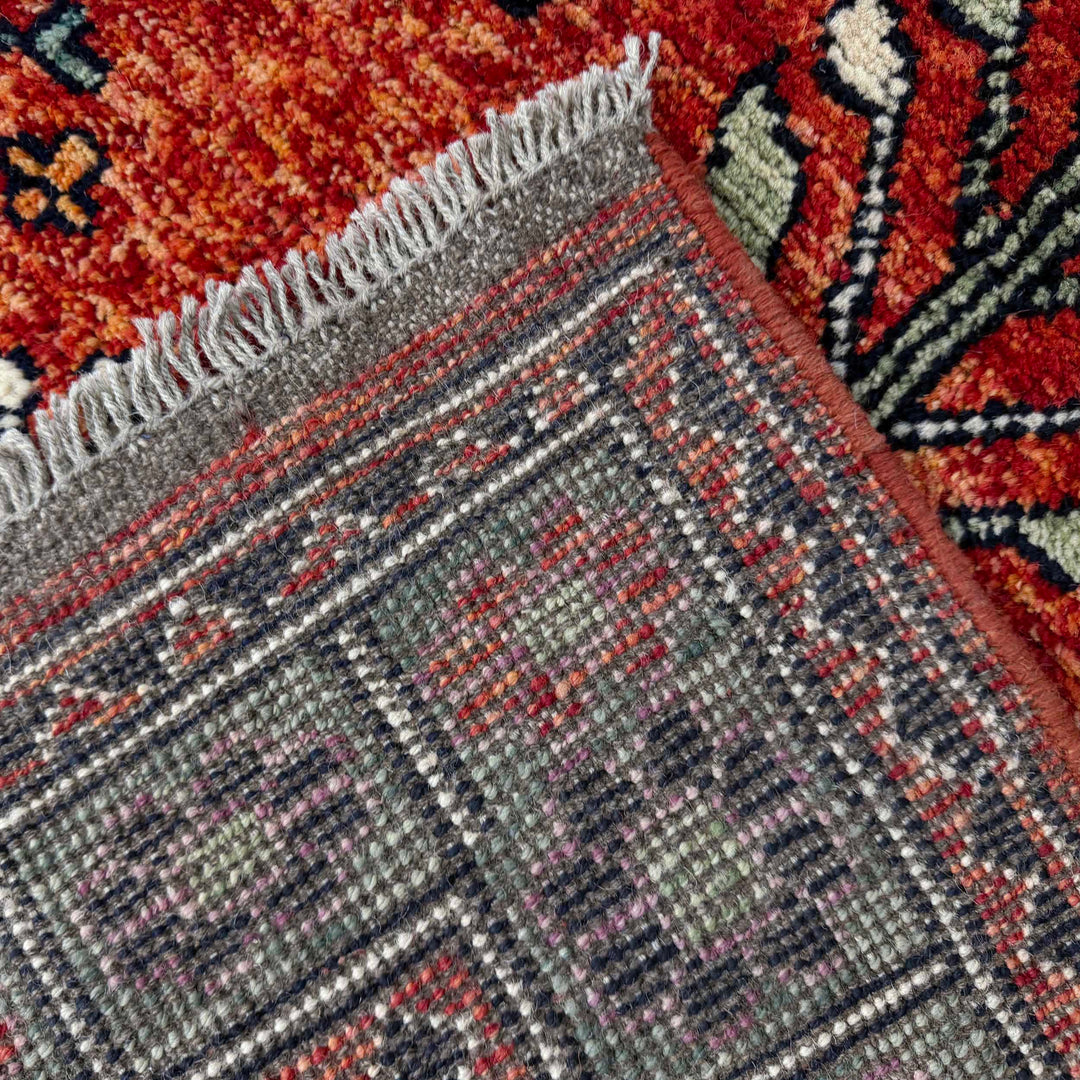 Red Afghan Shirazi Rug 8' 0" x 11' 3" Hand-Knotted border