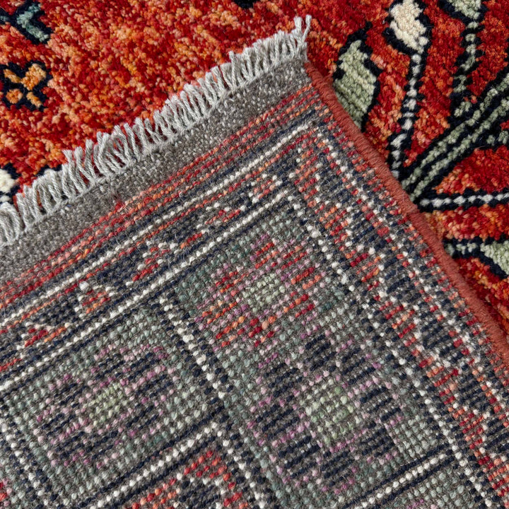 Red Afghan Shirazi Rug 8' 0" x 11' 3" Hand-Knotted border