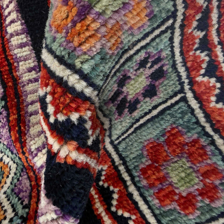 Red Afghan Shirazi Rug 8' 0" x 11' 3" Hand-Knotted texture