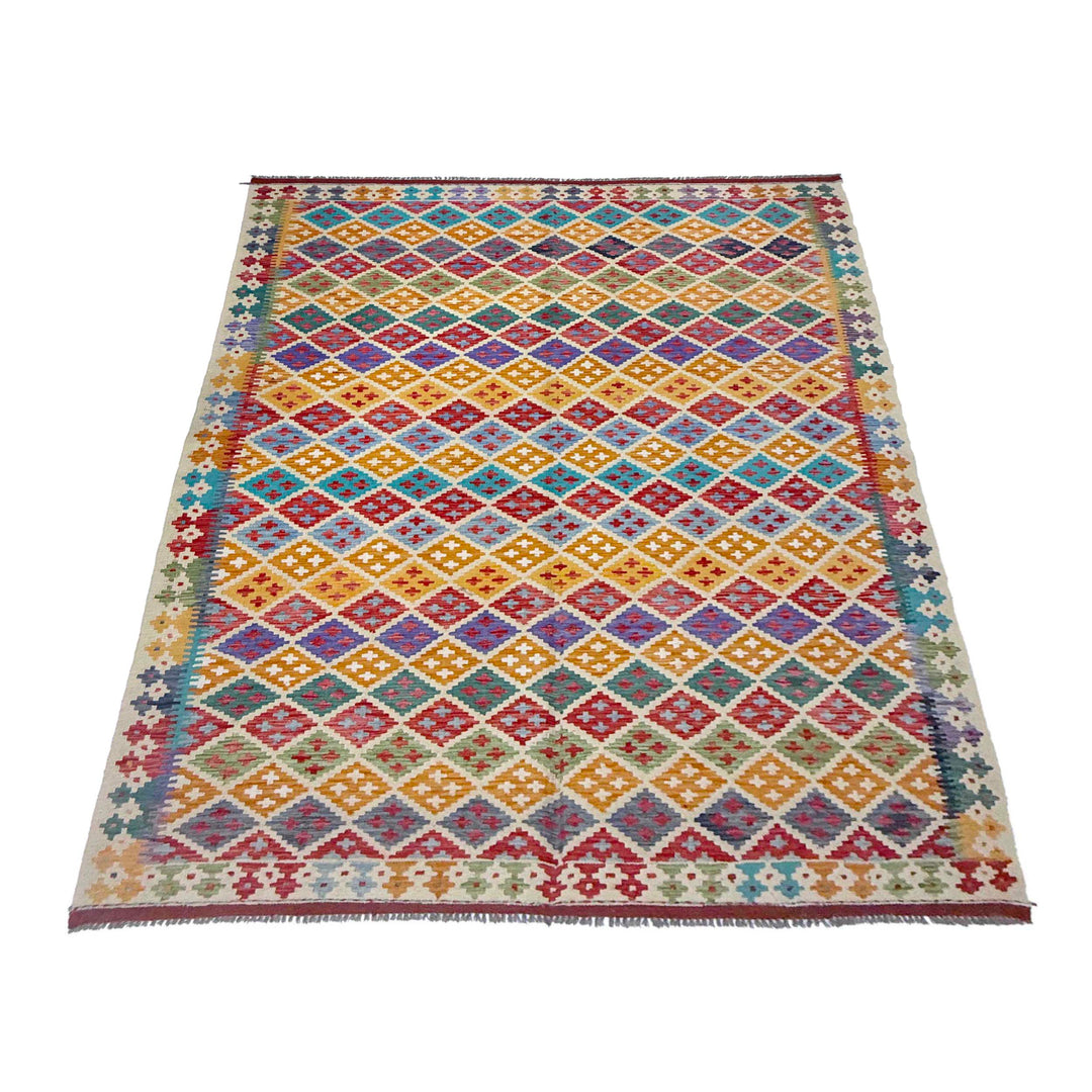 Afghan Kilim Rug 6' 11" x 9' 6" Flat-Weave | No. AL51963