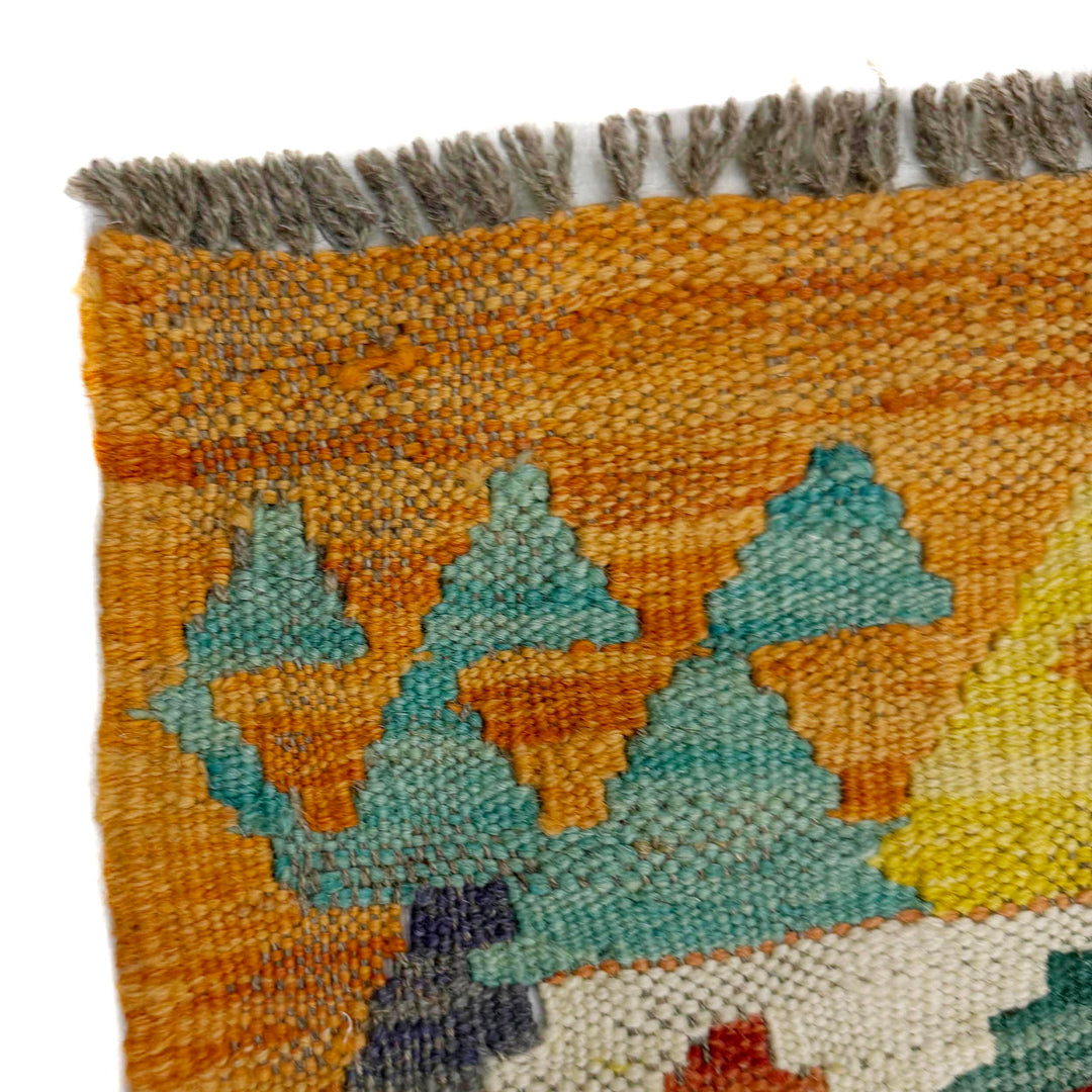 Afghan Vegetable Kilim Rug 6' 8" x 9' 3" Flat-Weave pattern
