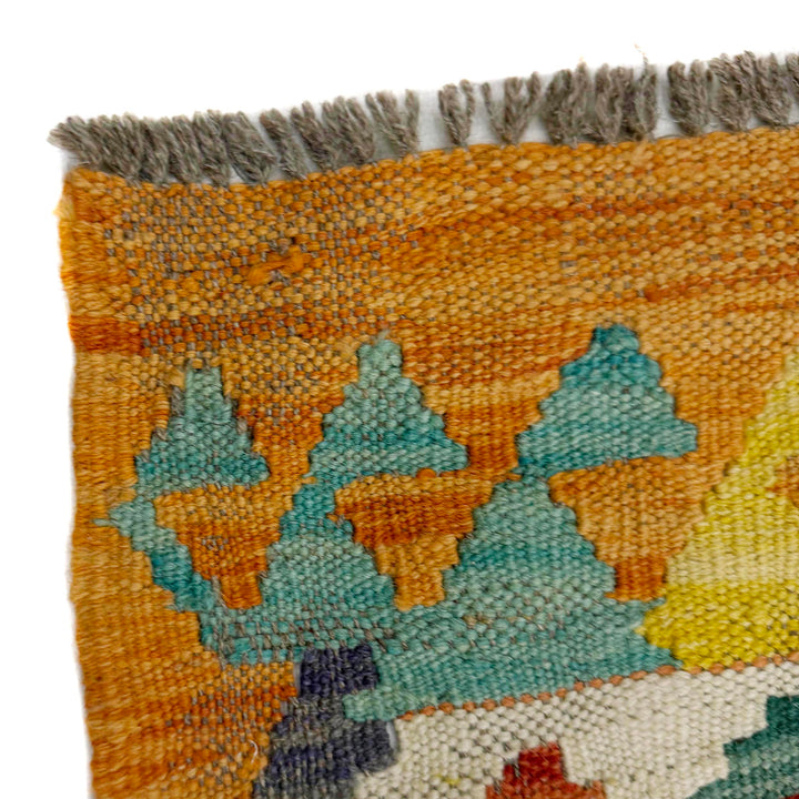 Afghan Vegetable Kilim Rug 6' 8" x 9' 3" Flat-Weave pattern