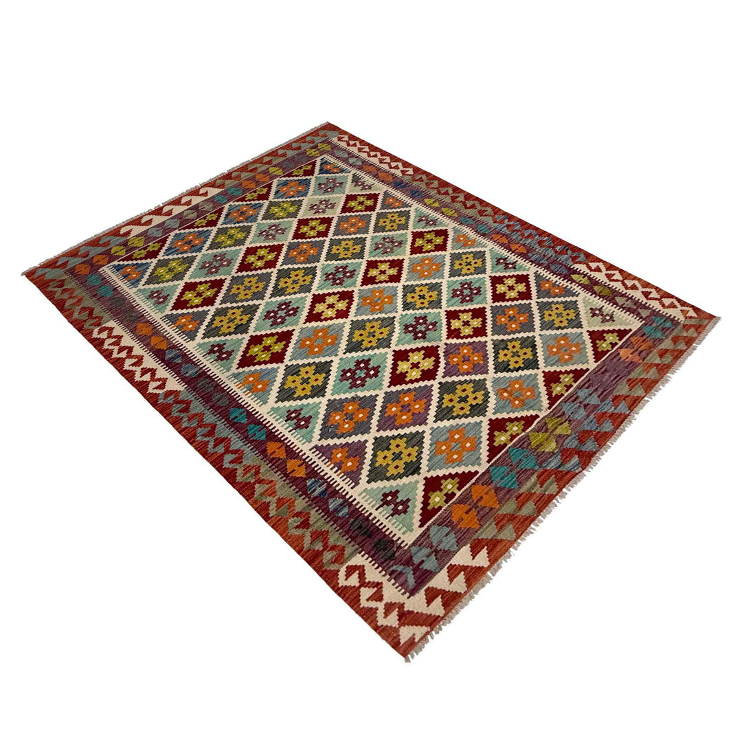 Afghan Kilim Rug 4' 11" x 6' 4" Flat-Weave view