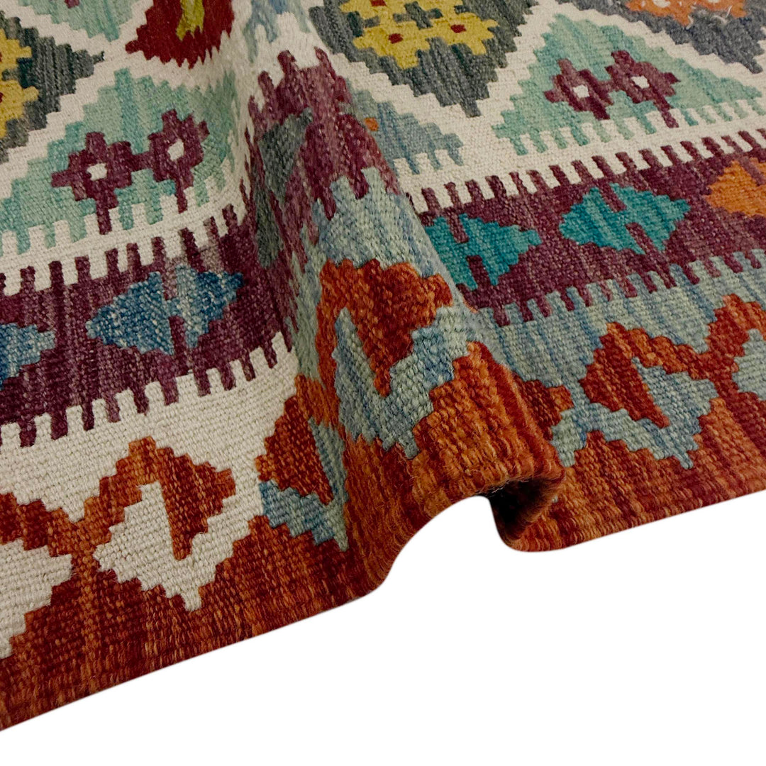 Afghan Kilim Rug 4' 11" x 6' 4" Flat-Weave field