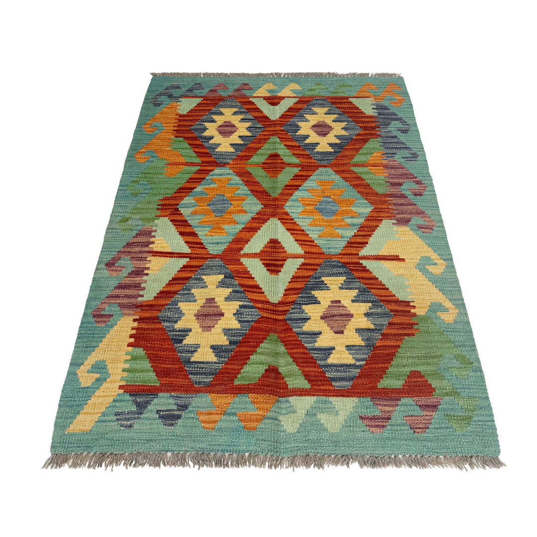 Afghan Vegetable Kelim Rug 2'7" x 4'1" Flat-Weave detail