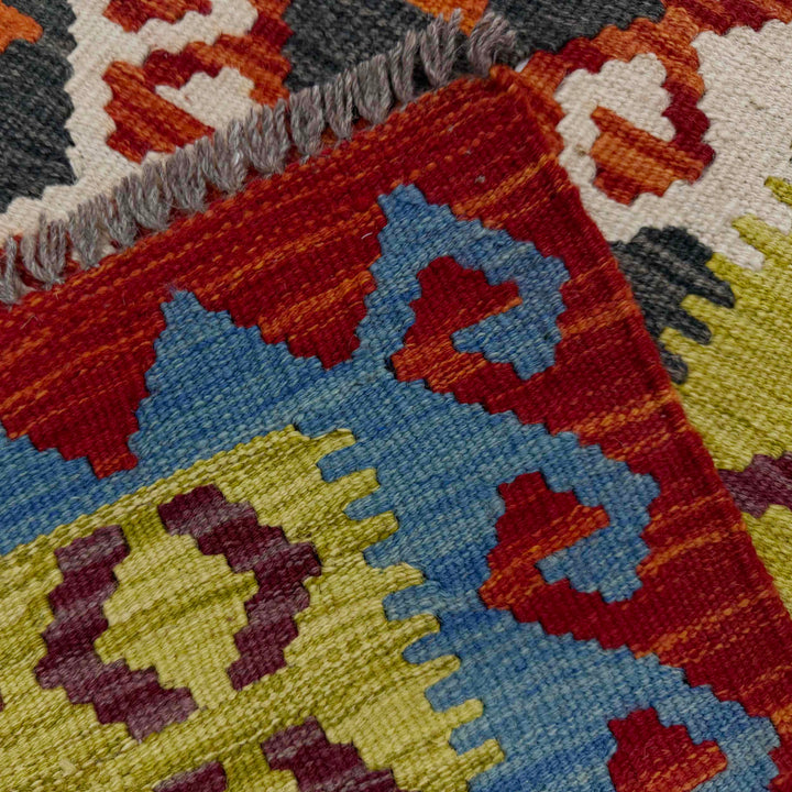 Afghan Kilim Runner 2' 7" x 9' 5" Flat-Weave border