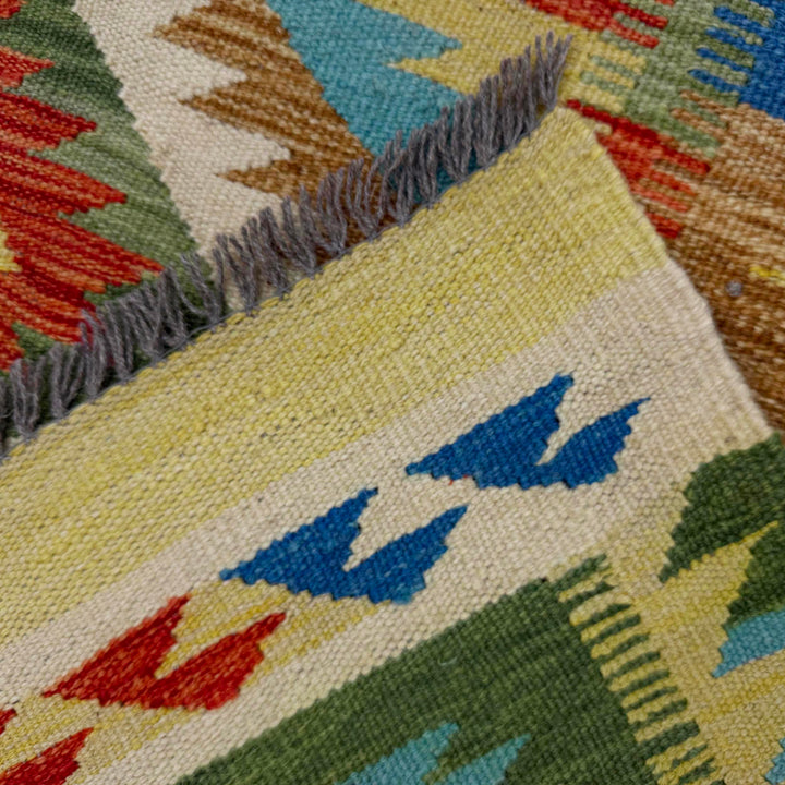 Afghan Vegetable Kilim Rug 5' 6" x 8' 0" Flat-Weave border