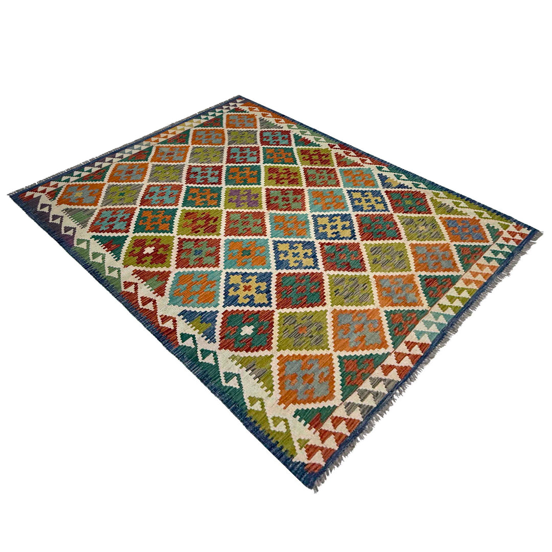 Afghan Kilim Rug 4' 11" x 6' 8" Flat-Weave | No. AL21853