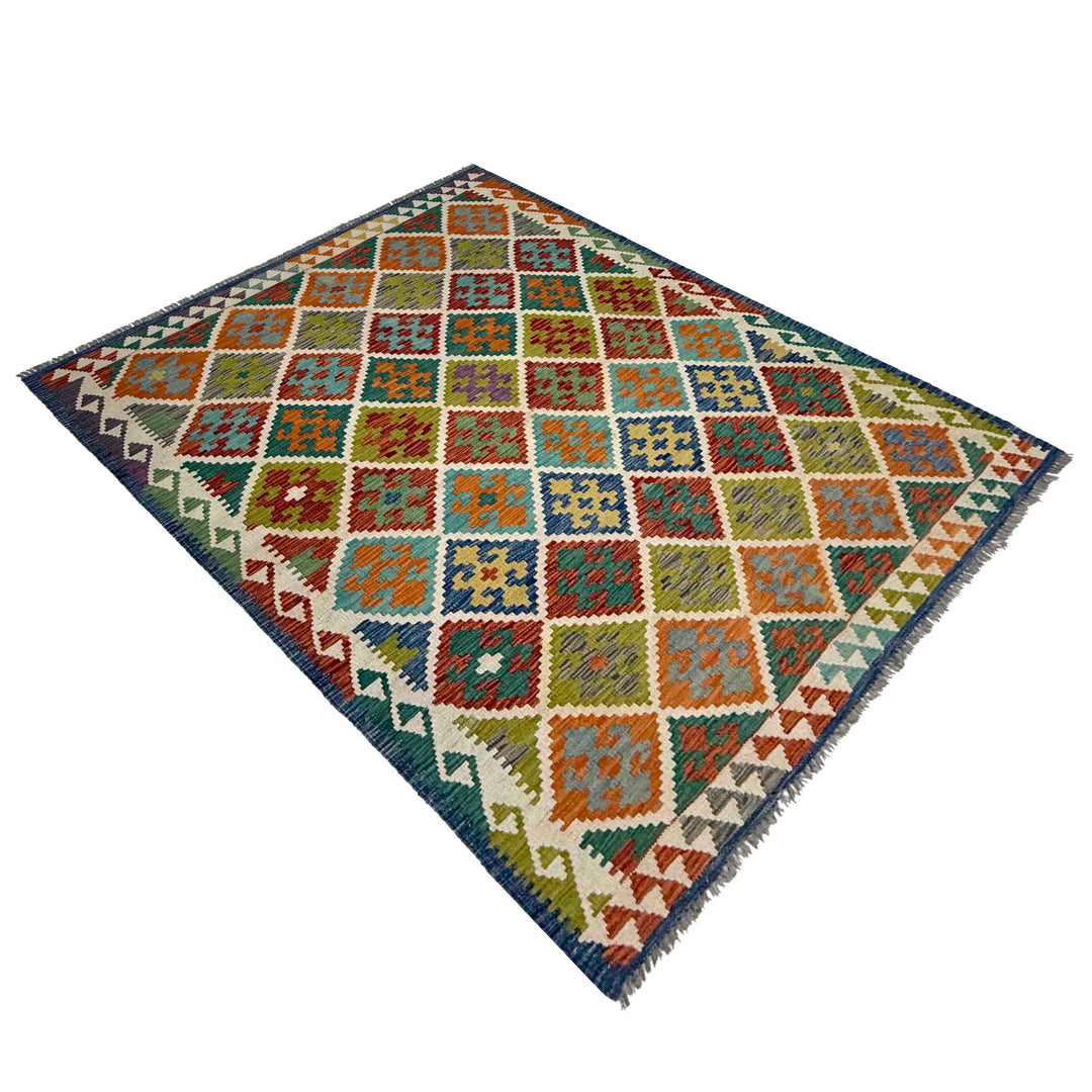 Afghan Kilim Rug 4' 11" x 6' 8" Flat-Weave | No. AL21853