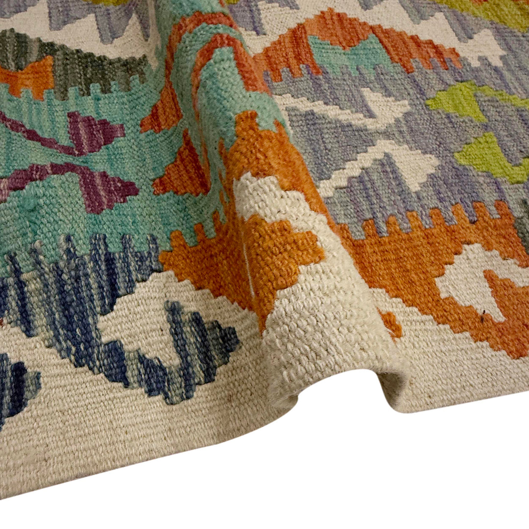 Afghan Kilim Rug 6' 10" x 9' 9" Flat-Weave field