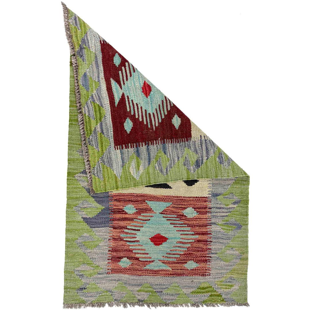 Afghan Kilim Rug 1' 10" x 3' 0" Flat-Weave detail