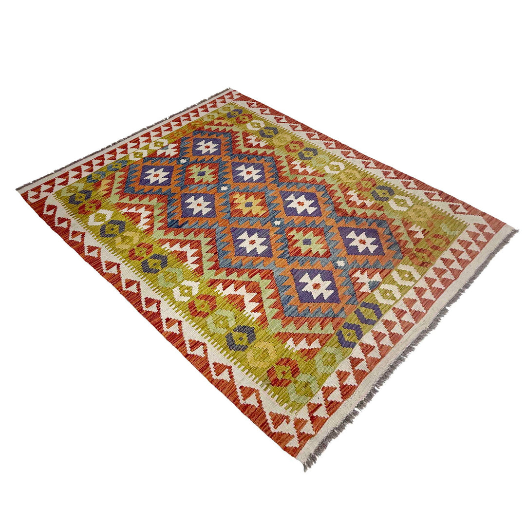 Afghan Vegetable Kilim Rug 4' 5" x 6' 4" Flat-Weave view
