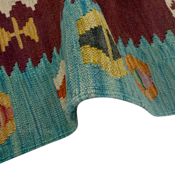 Afghan Vegetable Kilim Rug 4' 5" x 6' 7" Flat-Weave | No. AL342276