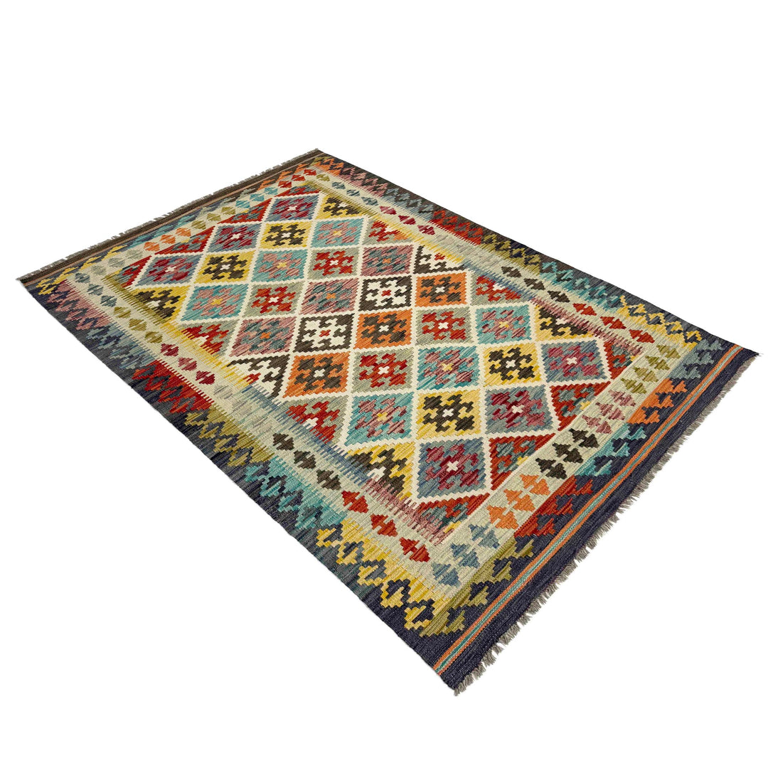 Afghan Vegetable Kilim Rug 4' 3" x 6' 5" Flat-Weave view