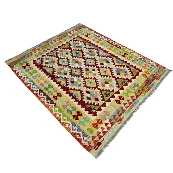 Afghan Vegetable Kilim Rug 4' 10" x 6' 4" Flat-Weave view