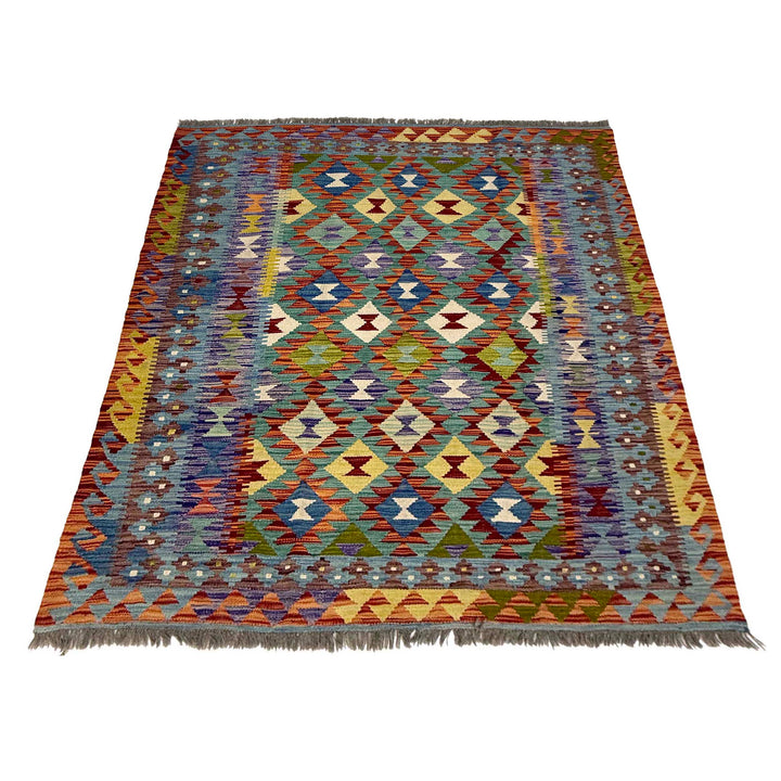 Afghan Kilim Rug 4'11" x 6'6" Flat-Weave detail