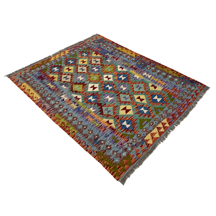 Afghan Kilim Rug 4'11" x 6'6" Flat-Weave view