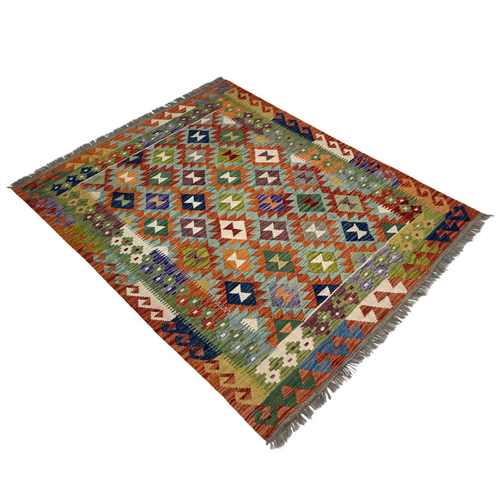 Afghan Kilim Rug 5' 1" x 6' 2" Flat-Weave | No. AL14254