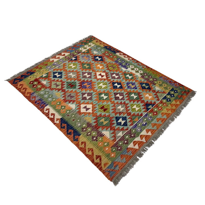 Afghan Kilim Rug 5' 1" x 6' 2" Flat-Weave | No. AL14254