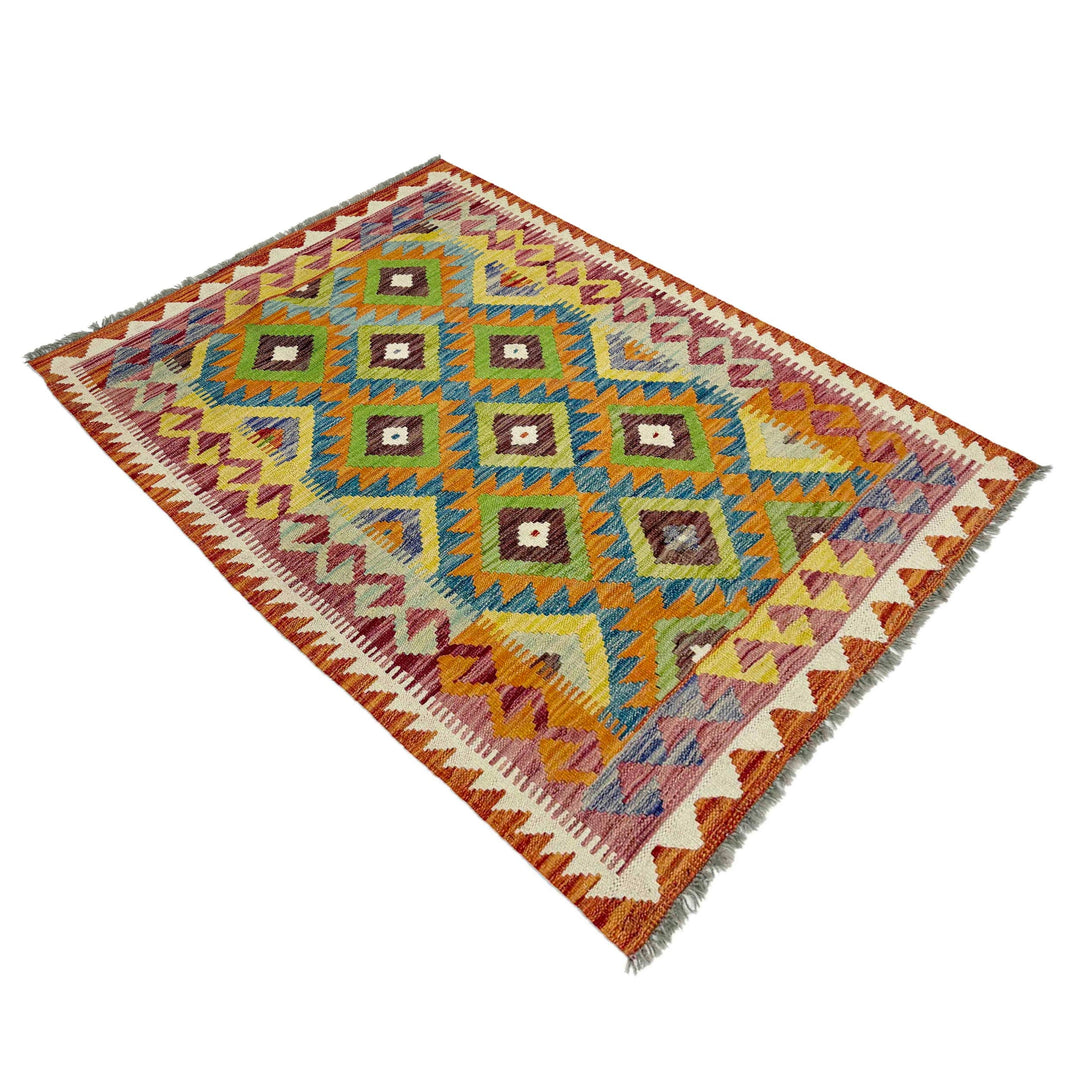 Afghan Vegetable Kilim Rug 3' 5" x 4' 10" Flat-Weave view