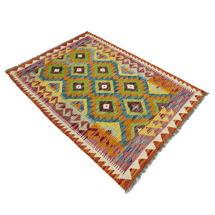Afghan Vegetable Kilim Rug 3' 5" x 4' 10" Flat-Weave view