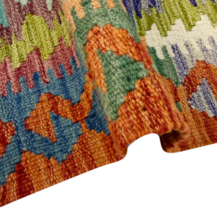 Afghan Vegetable Kilim Rug 3'7" x 4'11" Flat-Weave field