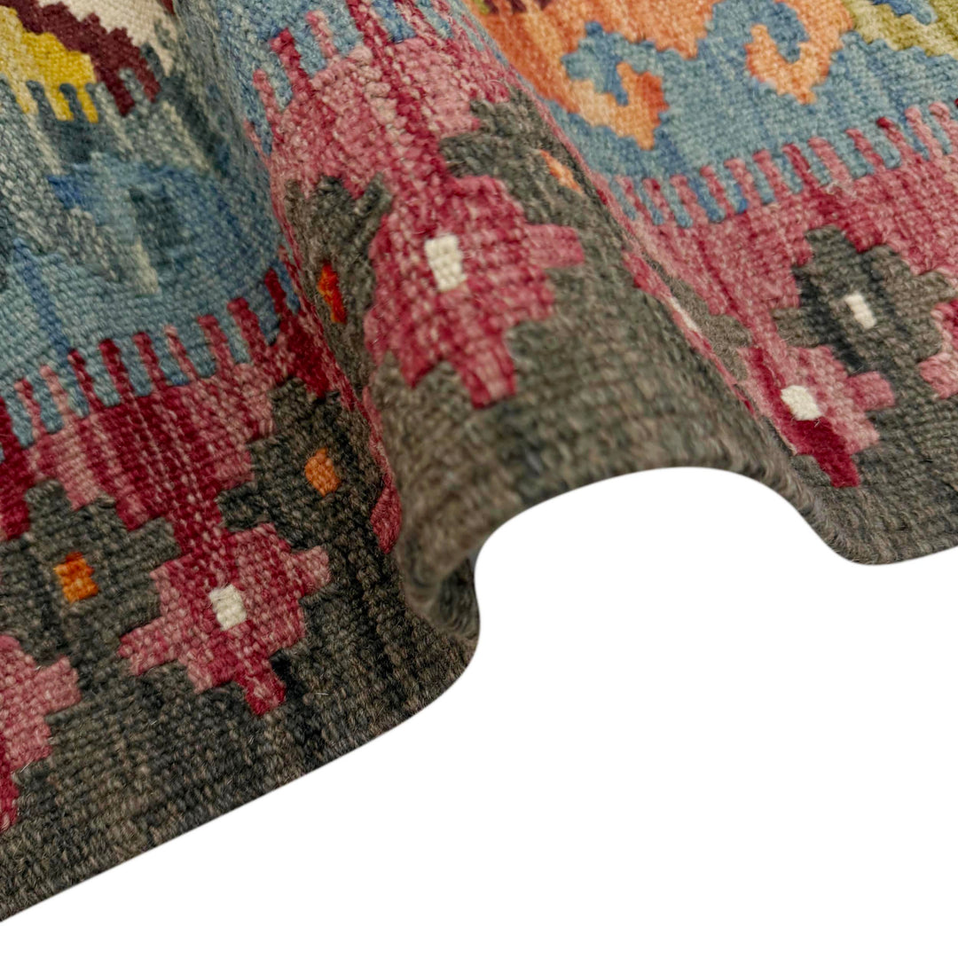 Afghan Vegetable Kilim Rug 4' 2" x 5' 9" Flat-Weave field