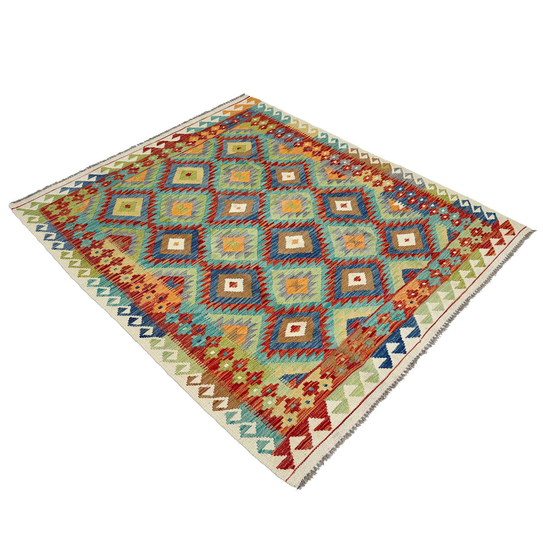 Afghan Vegetable Kilim Rug 5' 1" x 6' 5" Flat-Weave view