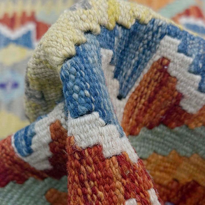 Afghan Kilim Rug 5' 0" x 6' 5" Flat-Weave texture